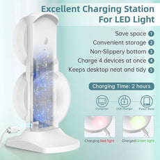 Motion Sensor Puck Step Lights with Charging Station, 3 Colors USB Rechargeable LED Closet Light, Dimmable Under Cabinet Lighting, Stick-on Lights (4 Pack)