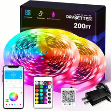 DAYBETTER Smart RGB Led Strip Lights, 200ft Led Lights for Bedroom with App Control, Multicolor Changing Led Light Strips Apply for Home Decor, Living Room, Kitchen, Home Party Decoration