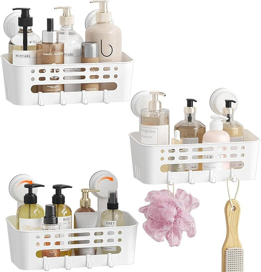 Lifewit Shower Caddy Suction Cup, 10.4inch Removable Shower Shelves for Inside Shower, NO-Drilling Bathroom Organizers and Storage Rack for Shampoo Strong Vacuum Suction, 3 Pack