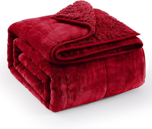 Super Fuzzy Soft Sherpa Fleece Weighted Blanket, 15 lbs Dual Sided Fluffy Heavy Weighted Blankets for Adults - No Bunching with Double Layers of Soft Inner Lining (60"x 80", 15 Pounds)