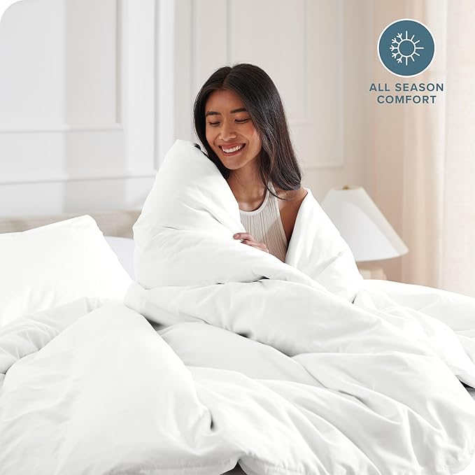 Bare Home Bedding Duvet Cover Queen Size - Premium 1800 Super Soft Collection - Lightweight, Cooling Duvet Cover - Soft Breathable Bedding (Queen, Cream)