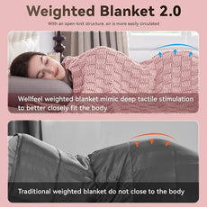 Knitted Weighted Blanket Adult, No Beads Heavy Blanket 60” x 80'' 15lbs, Breathable Chunky Knit Blanket, Cooling Weighted Blanket for Hot Sleepers, Christmas Home Decor (HoneyPink)
