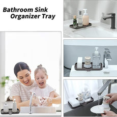 Silicone Bathroom Soap Dishes with Drain Spout-Bathroom and Kitchen Sink Organizer,Sponge Holder,Dish Soap Tray,Perfect for Dispenser,Scrubber,Bottle,Cup on Sink or Counter-Coffee 9.6