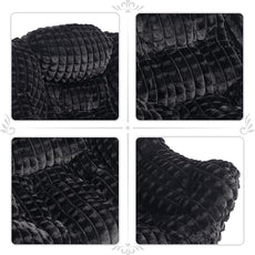 HollyHOME Lazy Chair with Foldable Ottoman, Accent Comfy Lounge Armchair and Folding Footrest Stool, Leisure Sofa Reading Chair and Footstool for Living Room, Bedroom, Dorm,Faux Fur Black