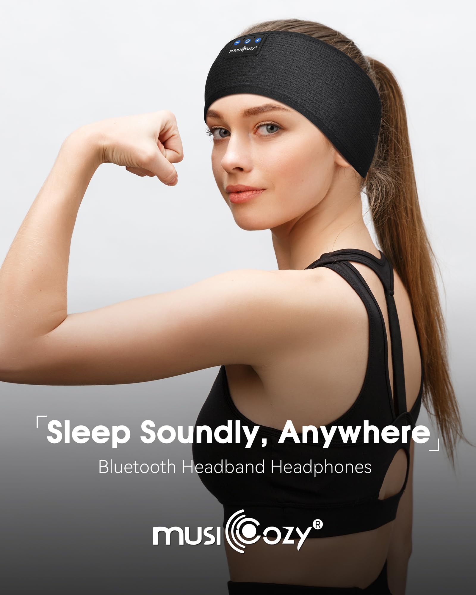 MUSICOZY Sleep Headphones Bluetooth 5.4 Headband, Sports Wireless Earphones Sweat Resistant Earbuds Sleeping Headphone with Ultra-Thin HD Stereo Speaker for Workout Running Cool Gadgets Unique Gifts Dormly