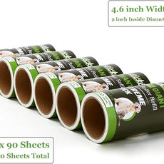 4.6 inch Lint Roller Refills Compatible with Evercare Giant Lint Rollers and T Handle Pet Hair Roller Extreme Stick 90 Sheets Each Refill Roll (Pack of 6, 540 Sheets Total)