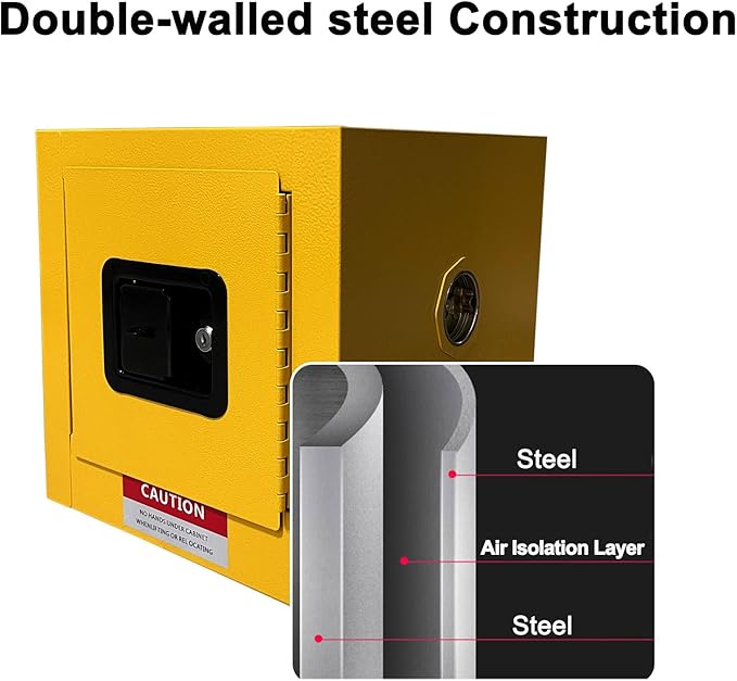 koxuyim Hazardous Storage Cabinets, Industry Safety Cabinet, Explosion Proof Cabinet Dangerous Goods Storage, Ultimate Safety Fireproof Hazardous Material Safety Box 13" D x 13" W x 13" H