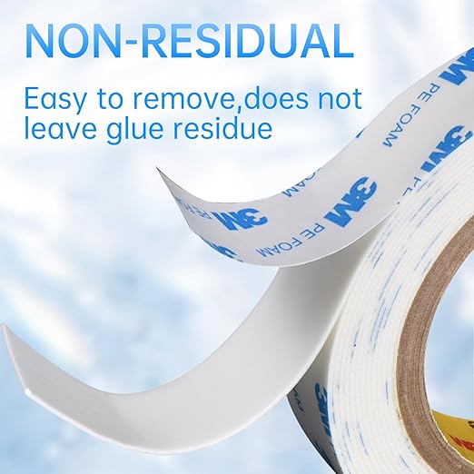 Double Sided Foam Tape 1 inch x16.5Ft | 3M PE Strong Adhesive Tape | Vibration Resistant | for Indoor/Outdoor Paint Wall Mounting Picture Hanging Poster | Damage-Free Heavy-Duty (1in/25mm x16.5Ft)