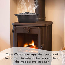 INNO STAGE Wood Stove Steamer, Cast Iron Humidifier for Stove, Home Indoor Decorative, Matte Black Finish, Rust Resistant, Lattice Top, 2.5 Quart Capacity, Patented