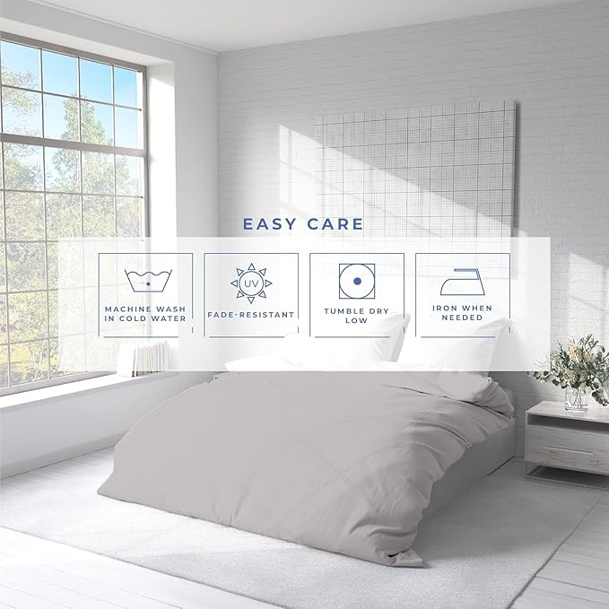 Kotton Culture 3 Pc Duvet Cover King Size Set-100% Egyptian Cotton Sateen 600 Thread Count Ultra Soft Premium Durable Comforter Cover Zipper Closure & Corner Ties - (Silver, 102" X 94")