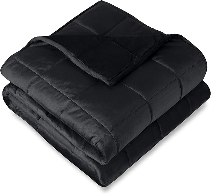 Bare Home Weighted Blanket Queen Size 17lb (60" x 80") for Adults - Minky Fleece - Premium Heavy Blanket Nontoxic Glass Beads (Black, 60"x80")