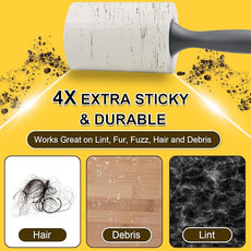 Extra Sticky Lint Rollers for Pet Hair, 250 Sheets, Lint Remover for Dog Cat Hair Removal, Animal Fur, Fuzz, Couch, Clothes Furniture and Carpet Travel-Friendly Grip Handle (1, White)