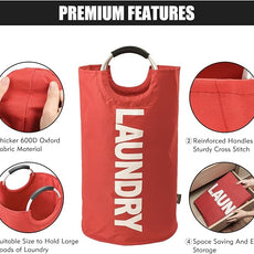 DOKEHOM 125L X-Large Collapsible Washing Laundry Basket Bag (7 Colors) for Bedroom, Fabric (Red, XL)