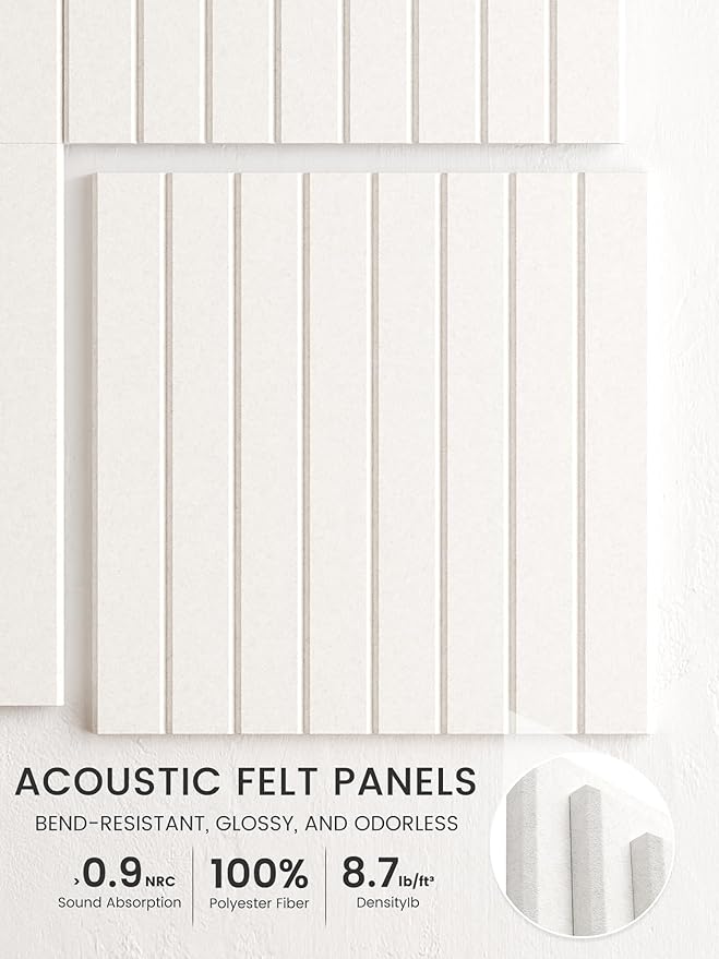 Bumusty Large Cork Board Alternative-36 x24 Felt Bulletin Board Tiles, with 30 Pushpins, 40 Adhesive Tabs, 6-Pack Slat Wall Paneling, Cork Boards for Office Push Pin Board Felt Board-Milky White