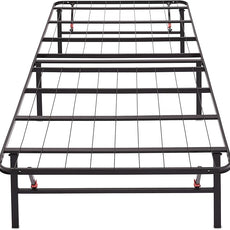 Amazon Basics Bed Frame with Storage, Foldable Metal Platform, Sturdy Steel, No Box Spring Needed, 14-inch High, Tool-Free Setup, Twin Size, Black