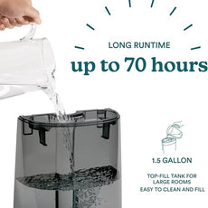 Homedics Deluxe Ultrasonic Humidifier for Large Rooms, Warm or Cool Mist, UV-C Technology, 1.5-Gallon Top Fill Tank, Smart Digital Programmable Humidistat, Home Dry Air Relief, Aromatherapy