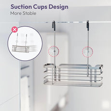 SWTYMIKI Shower Caddy Hanging Organizer - Over the Door Shower Caddy with 6 Hooks, 2 Installation Ways, Stainless Steel Rustproof Bathroom Organizer, Sand Nickel