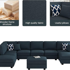 Legend Vansen Modular Sectional Sofa U Shaped Couch with Ottoman Modern Reversible Corner Sectional Couch for Living Room (Charcoal, U Shaped Sofa-4)