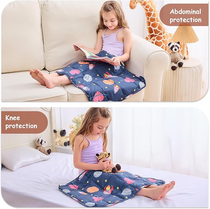 yescool Weighted Lap Pad 2 Pounds Weighted Lap Blanket, Space Plane Small Weighted Blanket, Weighted Throw Blanket Gift for Travel Indoor Outdoor, 20"x30"