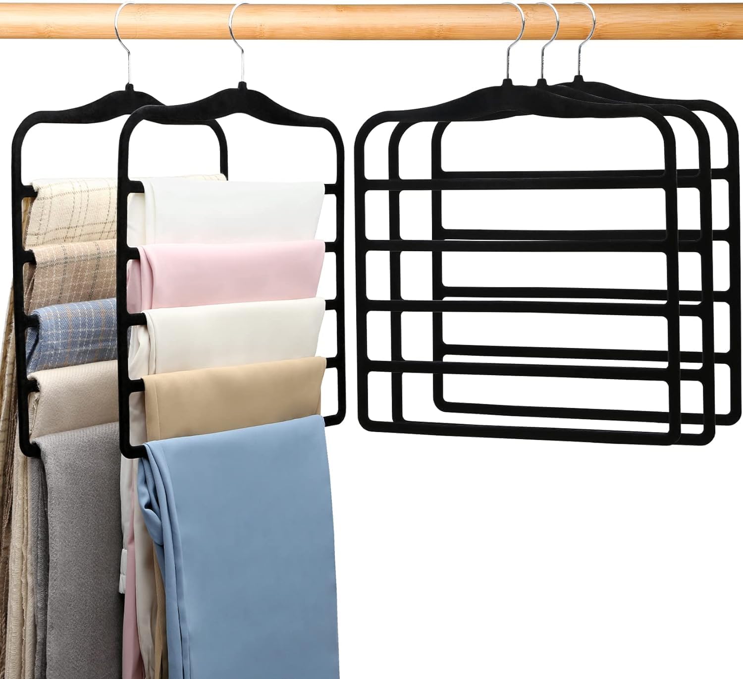 Closet Organizers and Storage,3 Pack Organization and Storage Pants-Hangers-Space-Saving,Velvet Hanger for Dorm Room for College Students Girls Boys Guys Hanging Jean Scarf Dormly