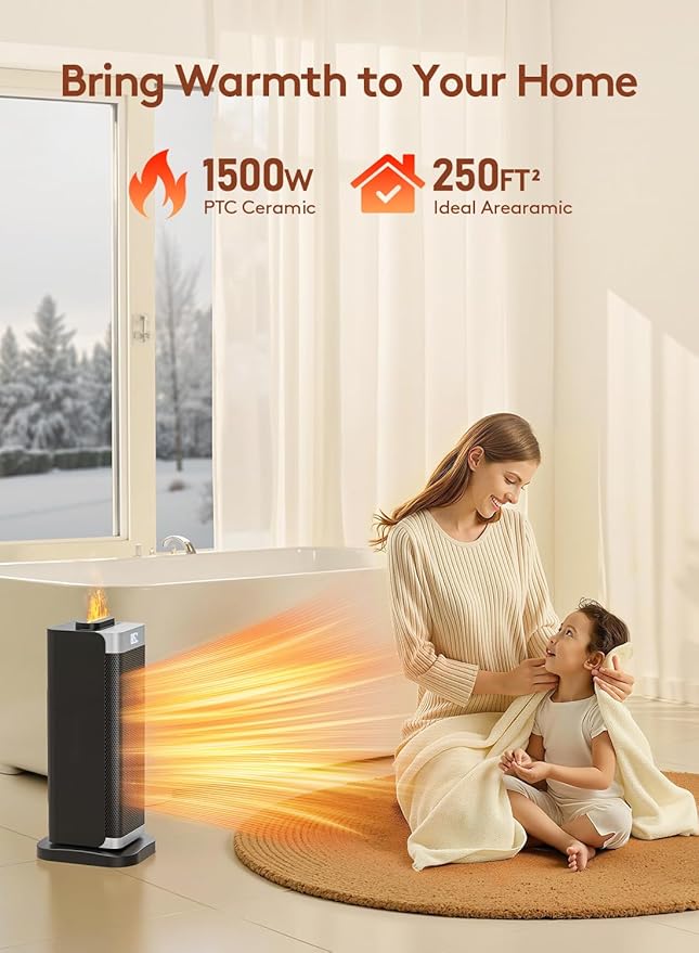 Space Heaters for Indoor Use, Staholz 3 in 1 Portable Space Heater with Humidifier/Ambient Light, Electric Heaters with Thermostat,70° Oscillation,12H Timer,Ultra-Quiet for Bedroom,Office(SL)