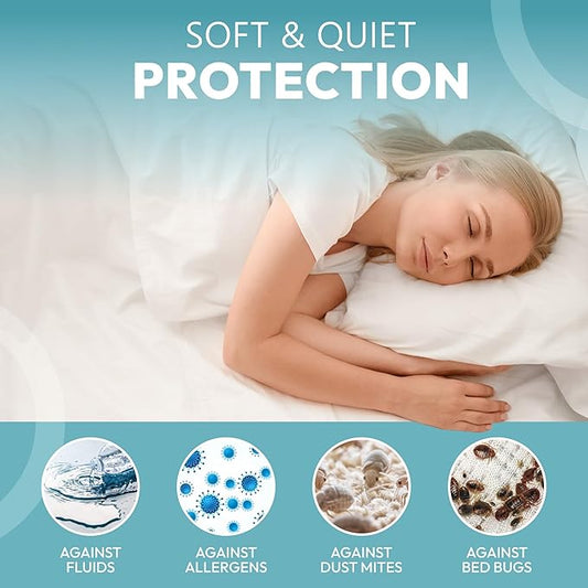 PlushDeluxe California King Premium Mattress Encasement - Zippered Waterproof, Bedbug Proof Design, 6-Sided Protection - Hypoallergenic Cotton Terry Fabric 12-15" Depth