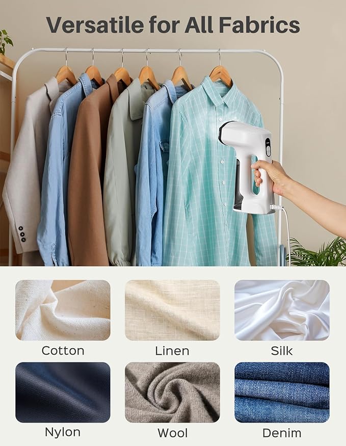 Sweepulire Vacuum Steamer for Clothes, 2500Pa Suction Handheld Clothes Steamer, 3 Modes, LED Display, Portable Travel Steamers for Clothes, Steaming & Ironing 2 In 1, 160ml Water Tank (for 110-120V)