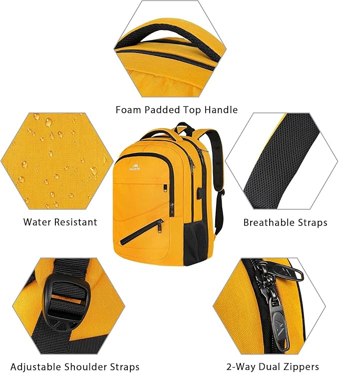 MATEIN 18.4 Inch TSA Approved Backpack, Extra Large 50 L Outdoor Carryon Backpack with Seperated Laptop Compartment, Work Travel Daypack with USB Charging Port, Creative Gifts for Men Women