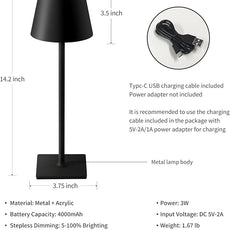 KDG 2 Pack Cordless Table Lamp, RGB Color Stepless Dimming Up, 4000mAh Battery Operated Portable LED Desk Lamp, for Dinning Room, Bedroom, Bar, Outdoor Garden, Camping, Night Light (Black)