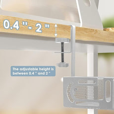 Cable Management, 25'' Cable Management Under Desk No Drill, Metal Cord Organizer with Clamp for Standing Desk, Cable Organizer for Home Office, White