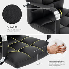 High Back Desk Chair, Modern PU Leather Home Office Task Chair with Arms, Adjustable Swivel Computer Executive Chair with Wheels (Black)