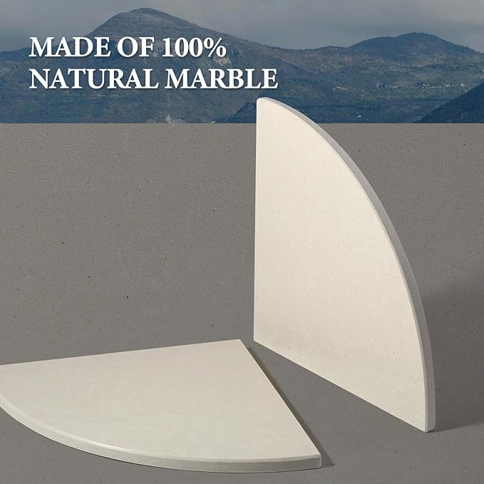 Koville 2 Pcs Marble Corner Shower Shelves for Bathroom, 10'' Marble Corner Shelf for Bath, Wall Mounted Stone Shower Caddy, No Drilling Adhesive Bathroom Shelf - Sahara Sand (No Glue Included)