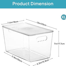 Vtopmart 6 Pack Clear Stackable Storage Bins with Lids,XLarge Plastic Containers with Handle for Pantry Organizer and Storage,Perfect for Kitchen,Fridge,Cabinet, Closet,Bathroom Organization