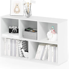 Furinno LUDER Book Shelf, 5-Cube Bookshelf, Reversible Bookcase, 9.4 x 19.5 x 31.5, for Living Room, Bedroom, Home Office, White