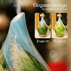 Porseme 150ml Essential Oil Diffuser Glass Color Changing Aroma Air Diffusers Aromatherapy Ultrasonic Cool Mist Humidifier 6 Running Hours Waterless Auto-Off for Sleeping Yoga Office Spa (Blue Grass)