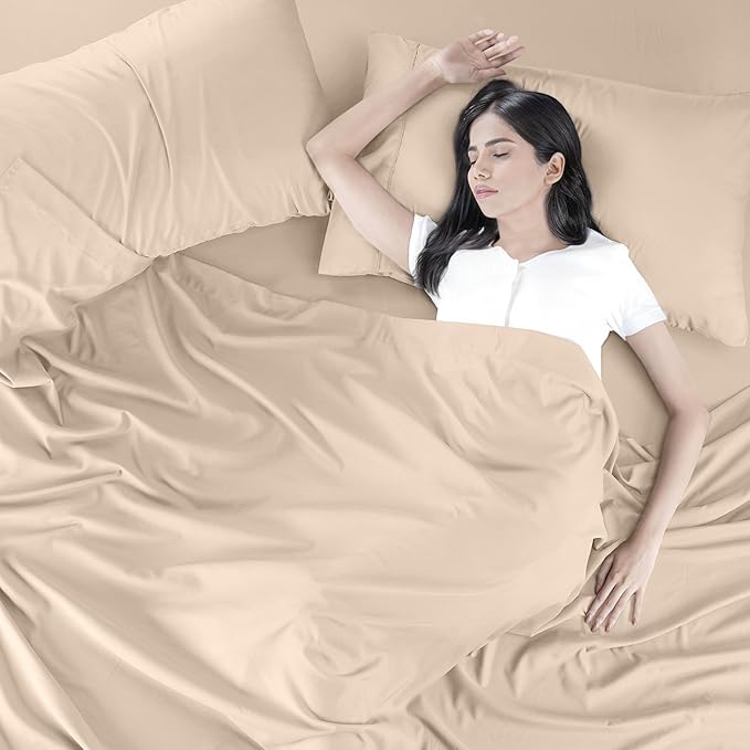 Utopia Bedding Twin XL Sheet Set – 3 Piece Bed Sheets for Twin XL Size Bed, Soft and Breathable Microfiber, Includes 1 Fitted Sheet, 1 Flat Sheet and 1 Pillowcase (Beige)
