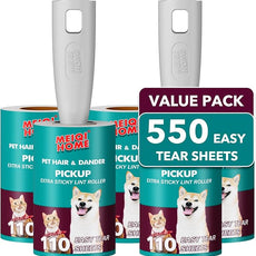 Lint Rollers for Pet Hair Extra Sticky, 550 Sheets Mega Value Set Lint Roller with 2 Upgraded Handles, 5 Rollers Portable Pet Lint Remover for Clothes, Furniture, Carpet, Dog & Cat Hair Removal