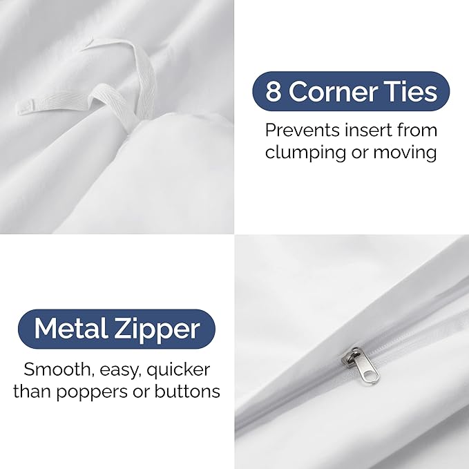 Duvet Cover King Size Set - Extra Soft King Size Duvet Cover 104 x 90 with 2 Pillow Shams - Hotel Luxury, Easy Care and Fade Free with Zipper Closures & Ties - Comfy, Breathable Bedding Set (White)
