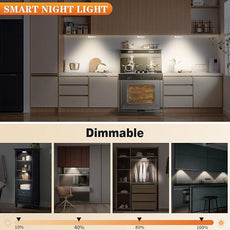 Warm Color LED Closet Lights Motion Sensor Puck Light, USB Rechargeable Battery Operated Puck Step Lights, Dimmable Under Cabinet Lighting for Counter Wardrobe Kitchen (6 Pack)