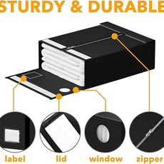 SpaceAid 6 Pack Bed Sheet Organizer and Storage, Foldable Sheet Organizer with Window for Linen Closet, Set Folder Keeper for Queen & King Size Bedding Storage (Black)