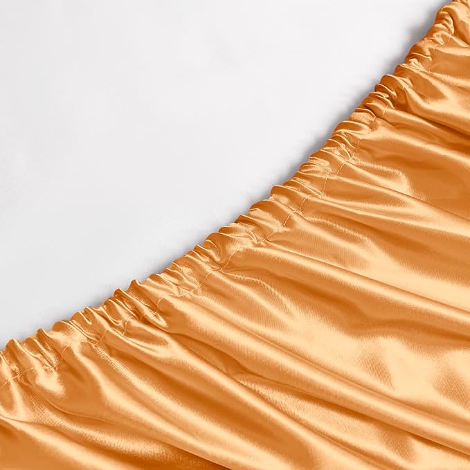 Satin Sheets King Size - 4 Pieces Luxury Silky Soft Bed Sheets, Wrinkle-Free Gold Satin Silk Sheet Set with 1 Deep Pocket Fitted Sheet, 1 Flat Sheet, 2 Pillow Cases