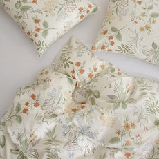 MKXI Comforter Twin Size Bed Girl Green Floral White Patterned Comforter Set Teen Girl Cute Floral Bedding Comforter Sets