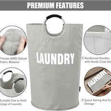 DOKEHOM 160L XX-Large Laundry Basket (7 Colors), Collapsible Laundry Bag, Foldable Laundry Hamper, Folding Washing Bin (Grey, XXL)