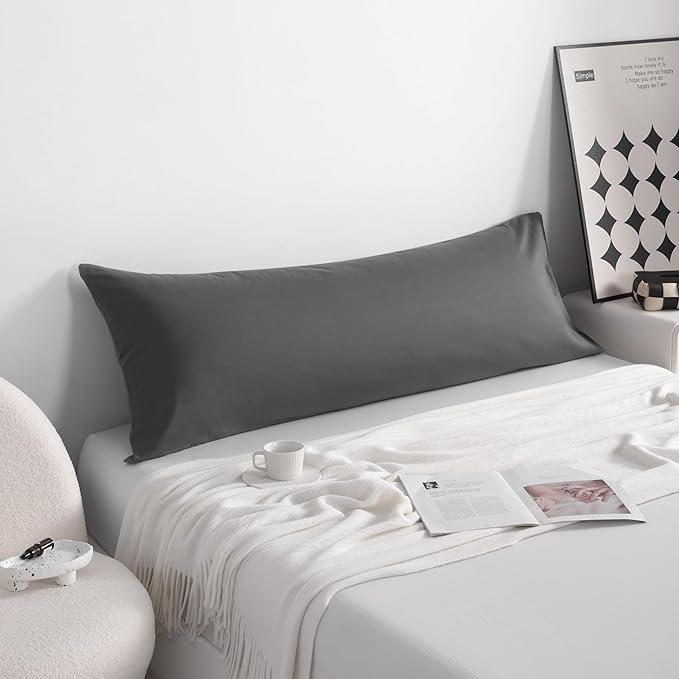 NTBAY Cotton Body Pillowcase - Envelope Closure 20x54 Pillowcase, Breathable and Soft Bed Pillow Case, Dark Grey