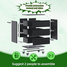 SUXXAN Metal Storage Cabinet with 3 Drawer and 4 Hooks,35.4