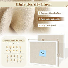 2-Pack Double-Sided Cork Board with Linen, 16