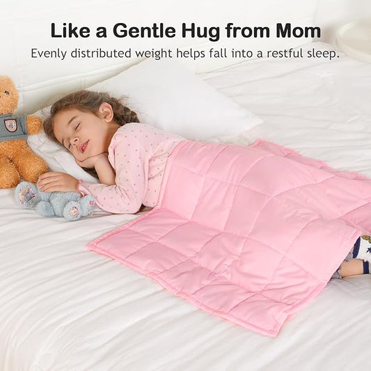 Kivik Weighted Lap Blanket 2 lbs, 20" x 30" Pink Small Weighted Blankets, All-Season Breathable Mini Weighted Lap Pad, Soft Heavy Throw Blanket for Travel, Calming & Sleep, Washable