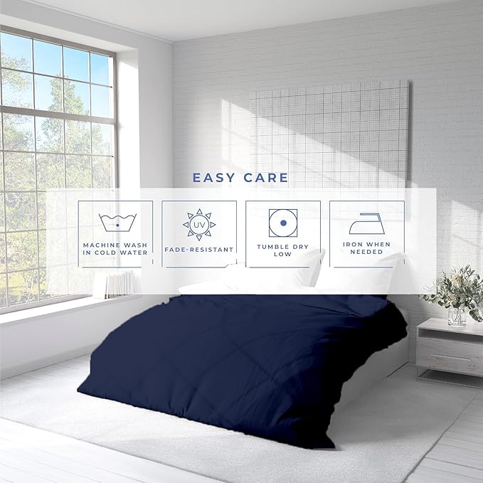 Kotton Culture 3 Pc 120" x 98" Duvet Cover Set Oversized King 100% Egyptian Cotton - 600 Thread Count Comforter Cover, Zipper Closure & Corner Ties - Fits Large King Inserts - Navy Blue
