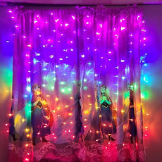 Honche 300Led Cuttable Curtain String Lights 10x10ft with Remote Window Lights for Bedroom Wedding Party Festive Season Propose Marriage WindowChristmas Decoration(Rainbow 7 Colors)