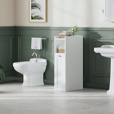 ChooChoo Slim Bathroom Storage Cabinet, Small Narrow Storage Organizer with Slide Out Drawers, Freestanding Toilet Paper Holder, Bathroom Cabinet for Small Places, White